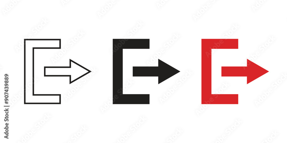 Vector Exit Icons In Outline Glyph Flat Vector Exit Icons In Outline Glyph Flat