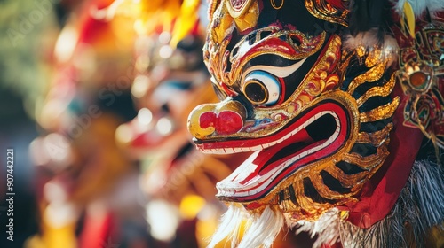 Wallpaper Mural Close-up of a Colorful Dragon Mask in a Parade Torontodigital.ca