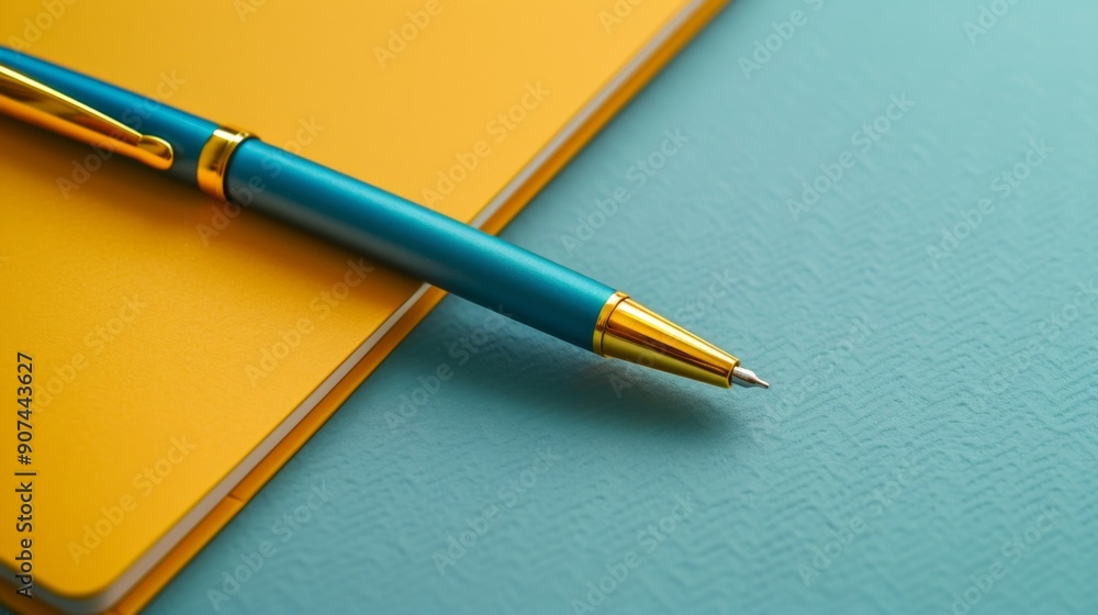 a notebook with a pen, pastel colors, copy space a notebook with a pen, pastel colors, copy space