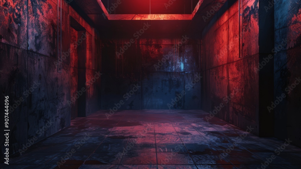 Obraz premium Relaxing and ancient dark and nocturnal room that is set with only red light