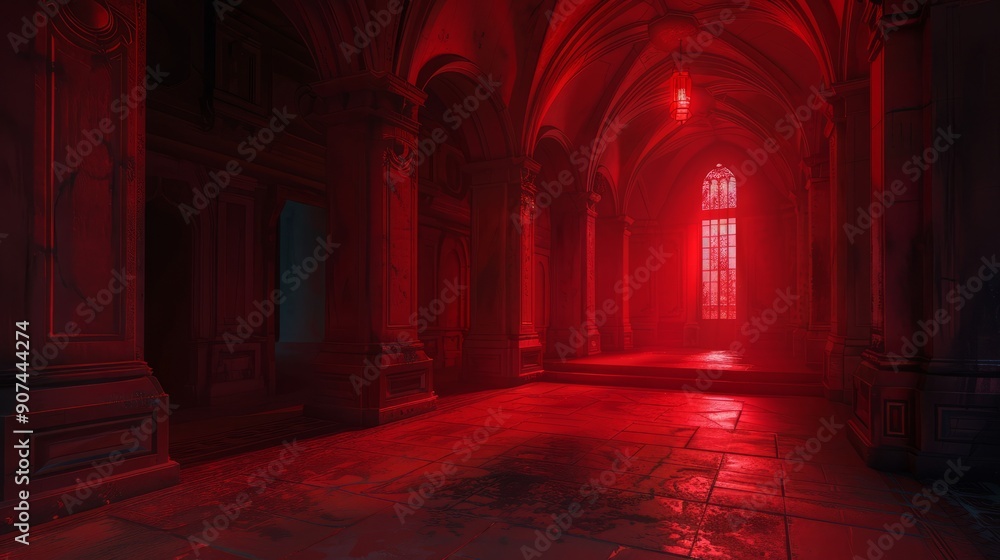 Relaxing and ancient dark and nocturnal room that is set with only red light Relaxing and ancient dark and nocturnal room that is set with only red light