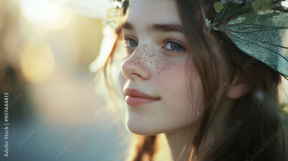 Portrait of a Young Woman with a Flower Crown Portrait of a Young Woman with a Flower Crown