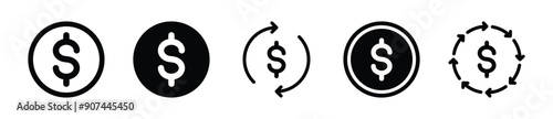 Fund con set. Money, fund, coin and dollar icon set - Vector