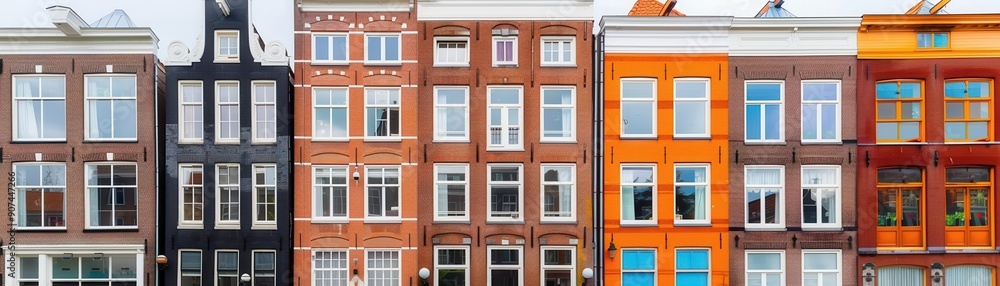 Dutch architecture, brick facades, selective focus, European charm, dynamic, overlay, canal Dutch architecture, brick facades, selective focus, European charm, dynamic, overlay, canal