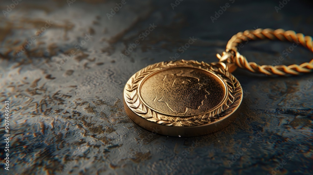 A real free space gold medal with a lot of text area - winner copy space concept A real free space gold medal with a lot of text area - winner copy space concept