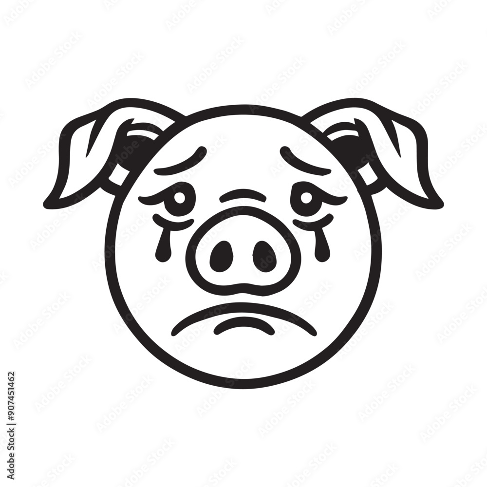 Pig Face Clipart, Swine silhouette, Hog Outline Logo, Domestic pig illustration in black and white Pig Face Clipart, Swine silhouette, Hog Outline Logo, Domestic pig illustration in black and white
