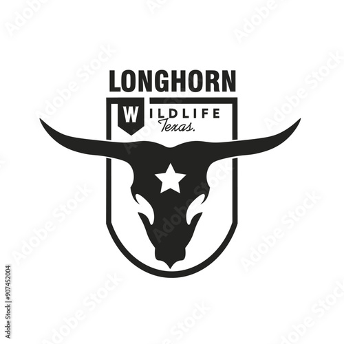 longhorn western texas badge vintage logo design vector illustration