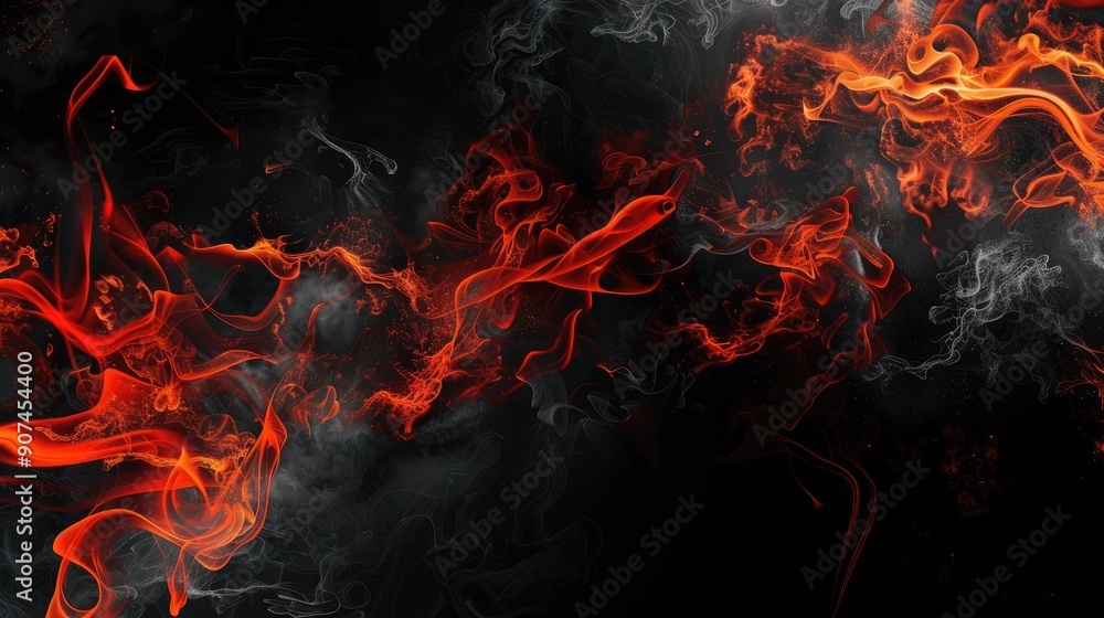 Fototapeta premium Black Fire Abstract Fiery Darkness Fiery Black Background.