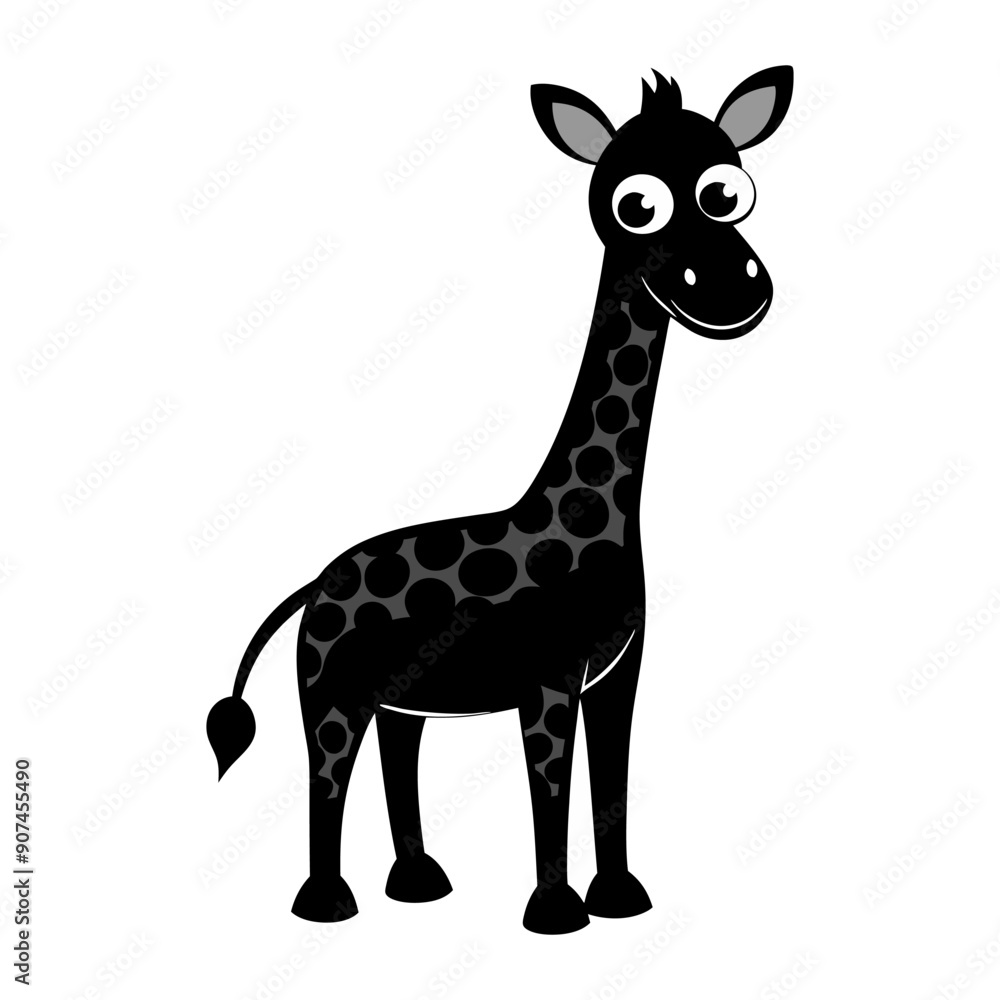 Vector silhouette of a cartoon giraffe on white background Vector silhouette of a cartoon giraffe on white background