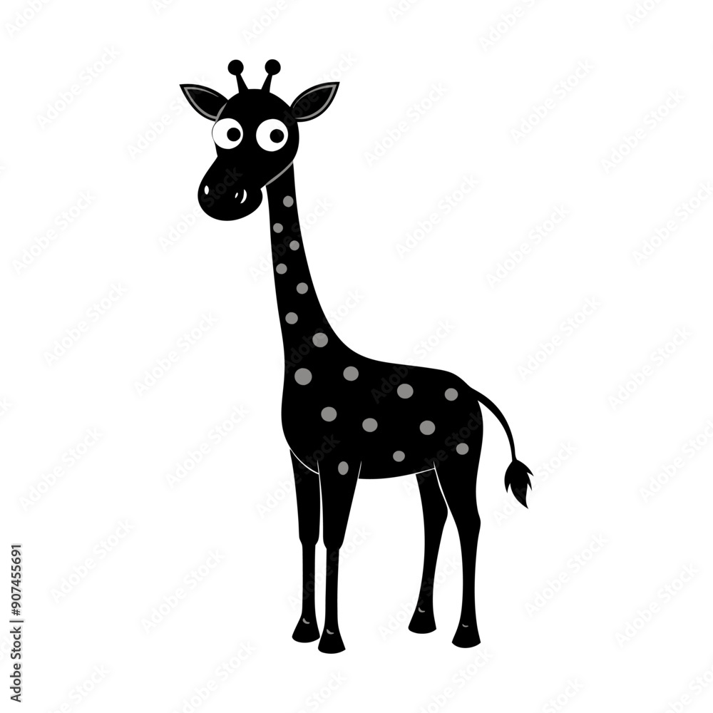 Vector silhouette of a cartoon giraffe on white background Vector silhouette of a cartoon giraffe on white background