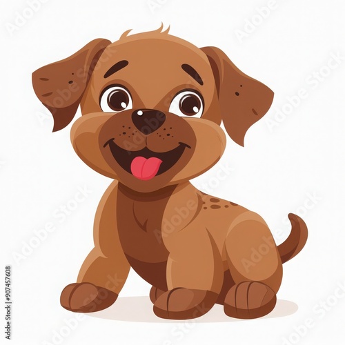 Wallpaper Mural A cute, playful cartoon puppy with a joyful expression and a friendly pose, perfect for pet-related themes and designs. Torontodigital.ca