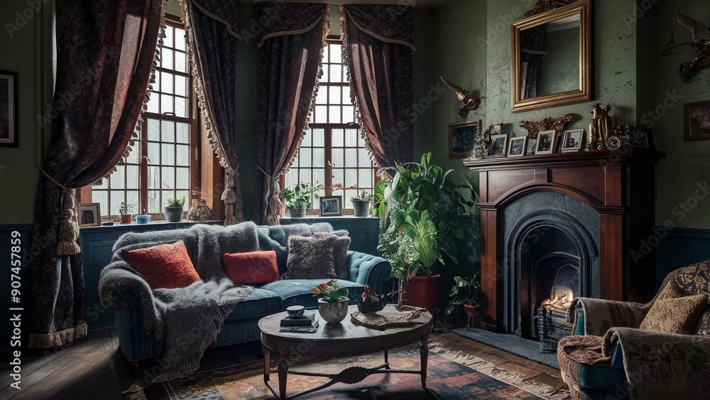 Fototapeta premium A Luxurious and Cozy Living Room traditional room