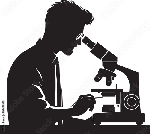 Microscope science equipment silhouette vector illustration isolated on a white background