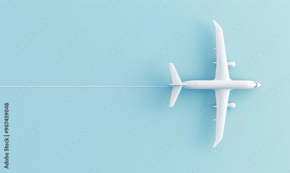 White Airplane on a Blue Background White Airplane on a Blue Background