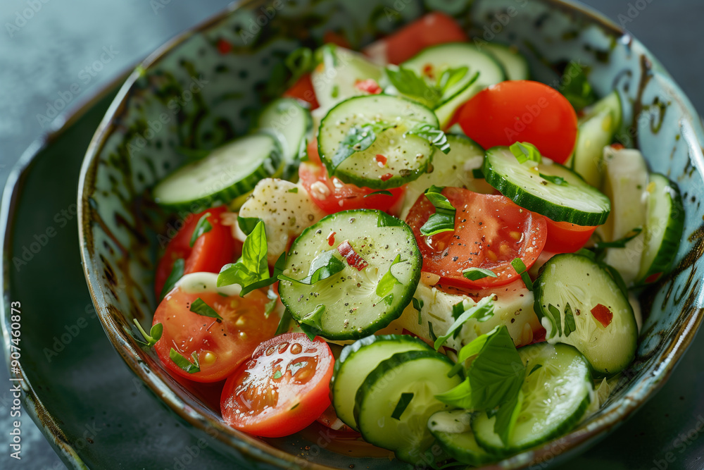 Cucumber and tomato salad with basil Cucumber and tomato salad with basil