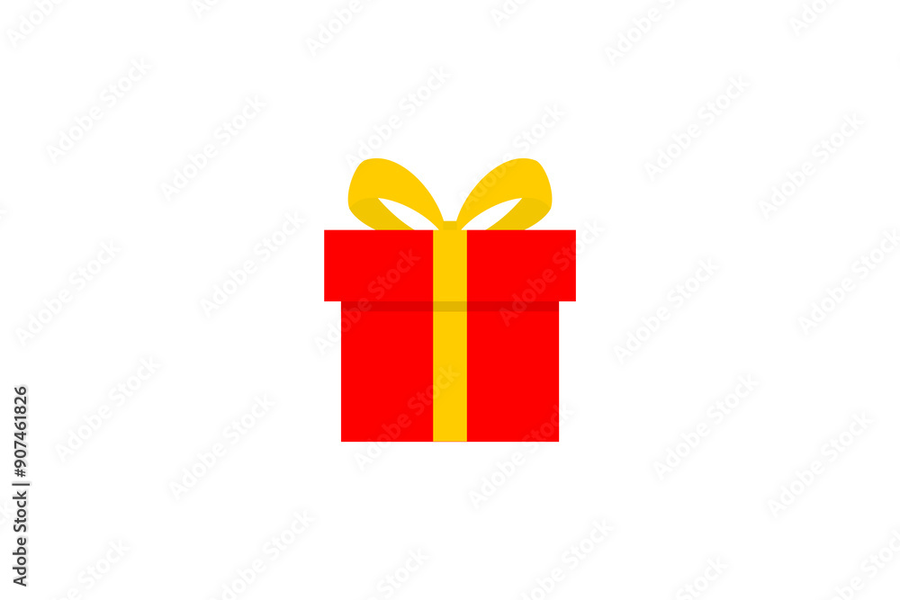 Fototapeta premium red gift with yellow ribbon vector icon