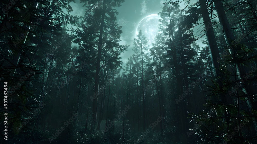 Fototapeta premium Mystical Full Moon Forest