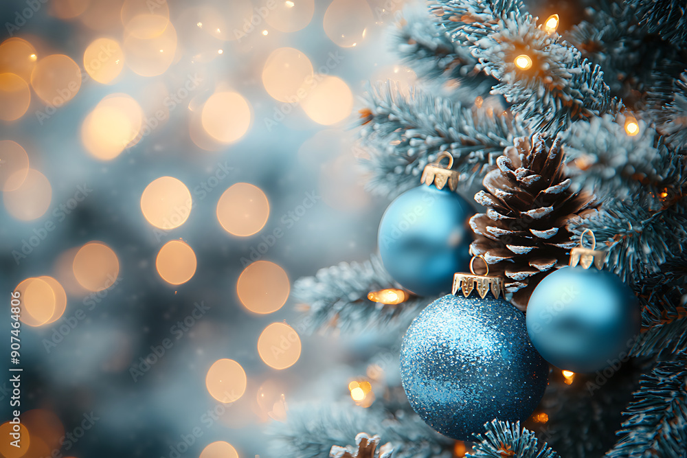Christmas ornament with a backdrop of christmas tree Christmas ornament with a backdrop of christmas tree