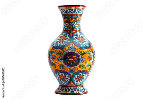 turkish pottery vase isolated on transparent background.