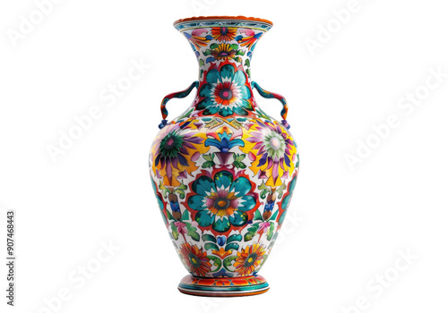 turkish pottery vase isolated on transparent background.