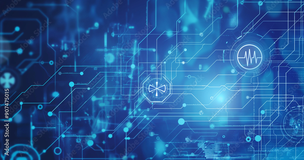 technology background with Health Information Exchange the exchange of health information between healthcare providers technology background with Health Information Exchange the exchange of health information between healthcare providers