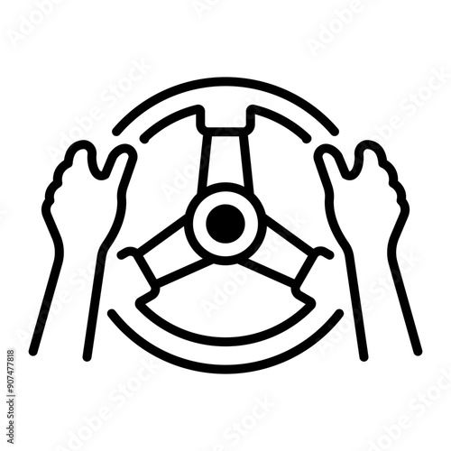 An outline style icon of steering wheel 