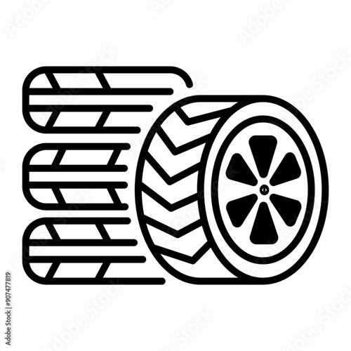 Car tyres icon designed in line style 