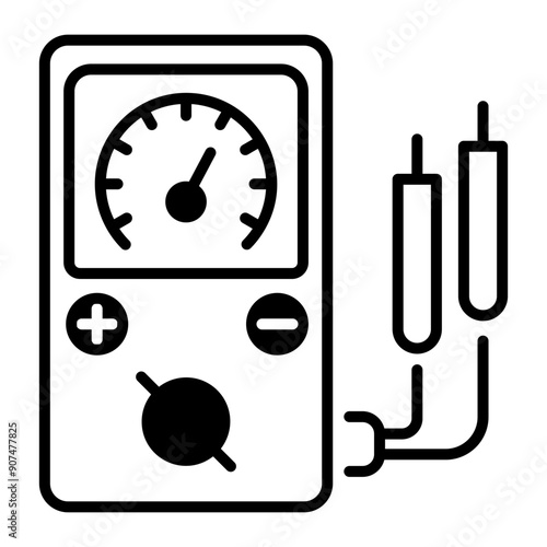 Linear style icon of ammeter 