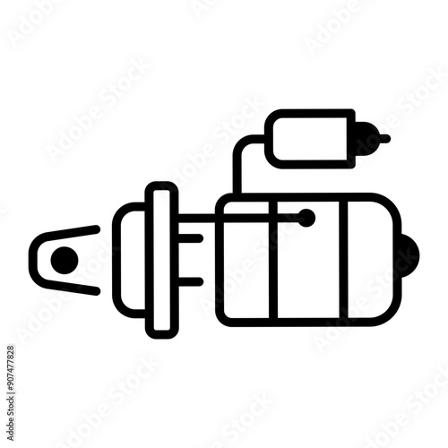 Line style icon of starter motor