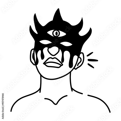 An evil character icon in glyph style 