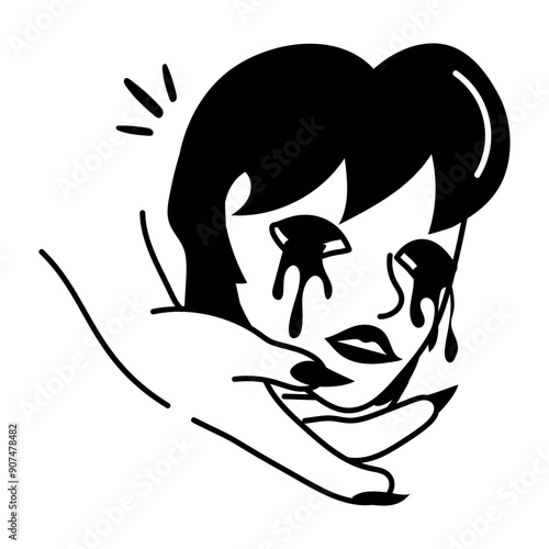 A glyph style icon of bleeding eyes