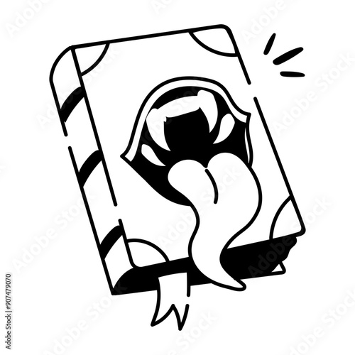 A hand drawn icon of horror book 