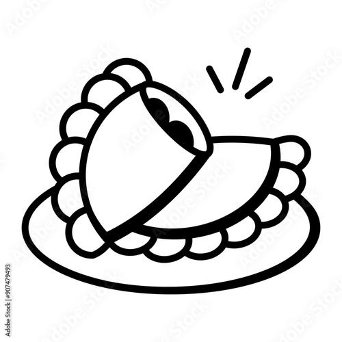 Hand drawn style icon of empanada 