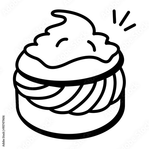Doodle style icon of profiterole  