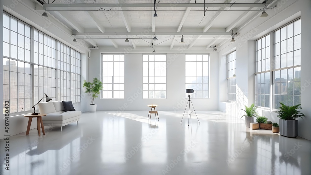Minimalist White Studio with Natural Light Generative AI Minimalist White Studio with Natural Light Generative AI