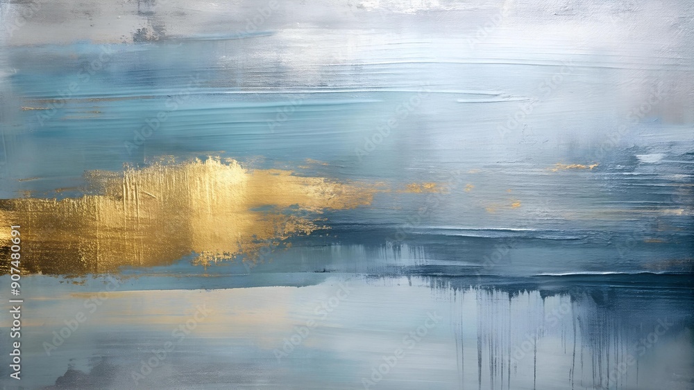 Fototapeta premium Serene Tranquility: A Symphony of Gold and Ink Generative AI