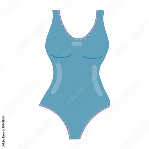 A stylish one-piece swimsuit illustration, perfect for summer fashion designs, beachwear collections, and pool party themes. Ideal for swimwear branding.