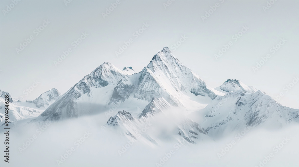Mountain Range Covered in Snow During Winter in the Swiss Alps Mountain Range Covered in Snow During Winter in the Swiss Alps