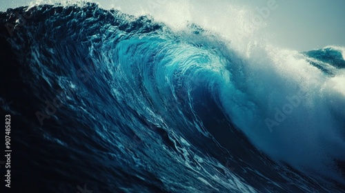 A Close-Up View of a Powerful, Breaking Ocean Wave