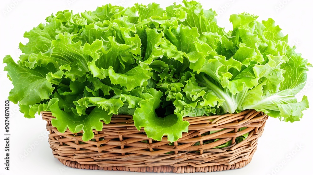 Fresh lettuce placed in a container against a plain backdrop. Fresh lettuce placed in a container against a plain backdrop.