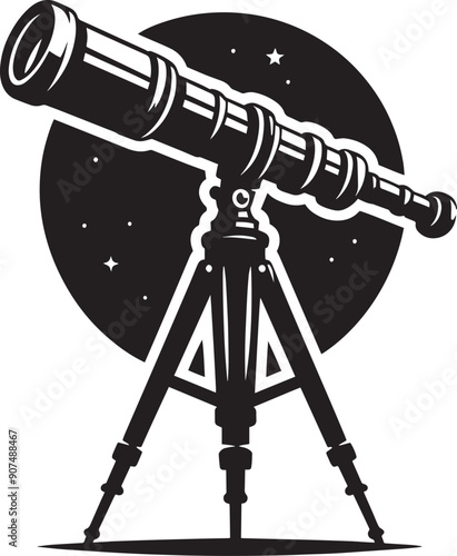 Astronomy Telescope equipment silhouette vector illustration isolated on a white background