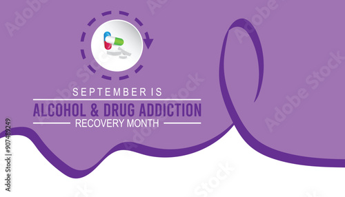 National Alcohol and Drug Addiction Recovery Month is observed every year on September.Holiday concept background, placard, banner design template Vector illustration background design.