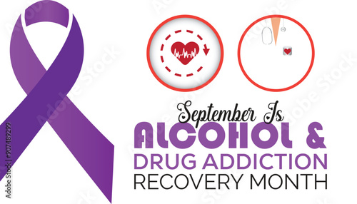 National Alcohol and Drug Addiction Recovery Month is observed every year on September.Holiday concept background, placard, banner design template Vector illustration background design.
