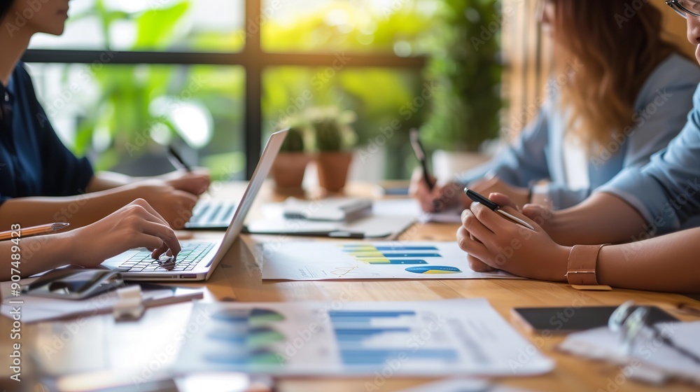 custom made wallpaper toronto digitalBusiness consulting meeting for strategic planning and brainstorming new financial investment projects in a collaborative office environment