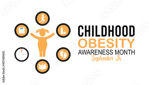 National Childhood Obesity Awareness Month is observed every year on September.Holiday concept background, placard, banner design template Vector illustration background design.