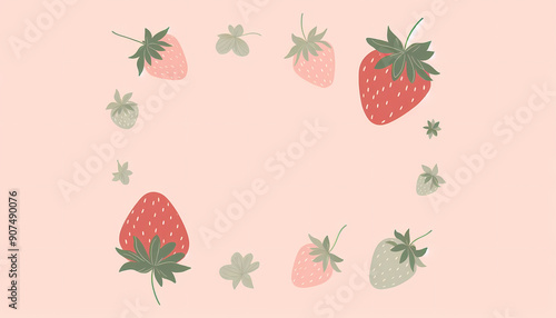 Wallpaper Mural Strawberry Illustration on Pink Background Torontodigital.ca