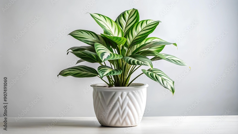 Calathea 'White Fusion' in a Minimalist Ceramic Pot AI generated Calathea 'White Fusion' in a Minimalist Ceramic Pot AI generated