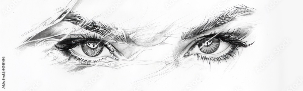 Obraz premium Intense Eyes Drawn in Graphite