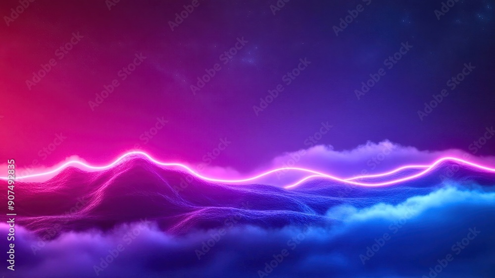 A vibrant, abstract landscape featuring colorful light waves flowing over soft clouds, creating a surreal atmosphere. A vibrant, abstract landscape featuring colorful light waves flowing over soft clouds, creating a surreal atmosphere.