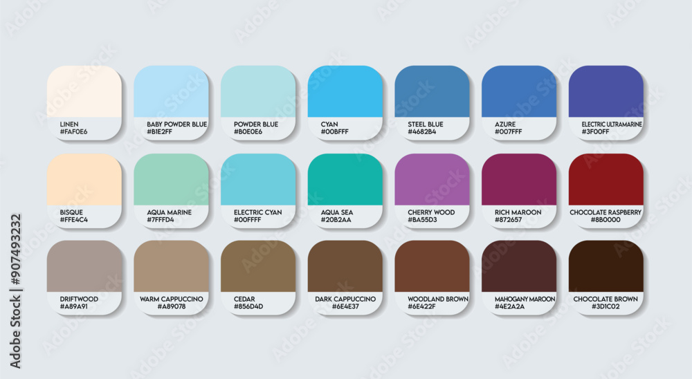 Blue and Brown Color Palette, Blue and Brown Color Guide Palette with ...